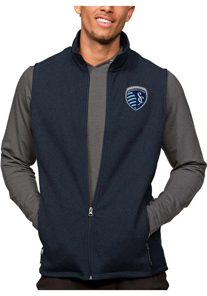 Antigua Sporting Kansas City Mens Navy Blue Course Sleeveless Jacket