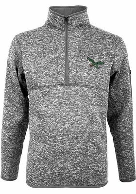 Antigua Philadelphia Eagles Mens Grey Fortune Long Sleeve Qtr Zip Pullover