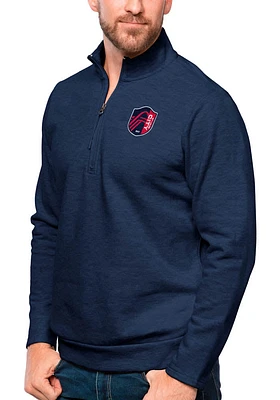 Antigua St Louis City SC Mens Navy Blue Gambit Long Sleeve Qtr Zip Pullover