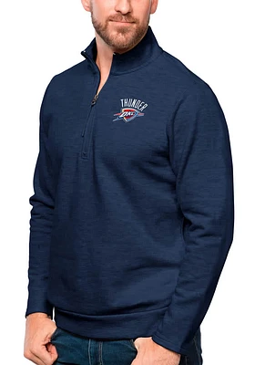 Antigua Oklahoma City Thunder Mens Navy Blue Gambit Long Sleeve Qtr Zip Pullover
