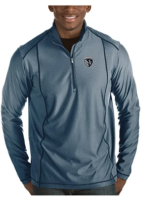 Antigua Sporting Kansas City Mens Navy Blue Tempo Long Sleeve Qtr Zip Pullover