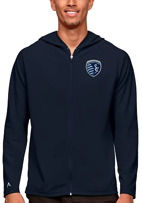 Antigua Sporting Kansas City Mens Navy Blue Legacy Long Sleeve Full Zip Jacket