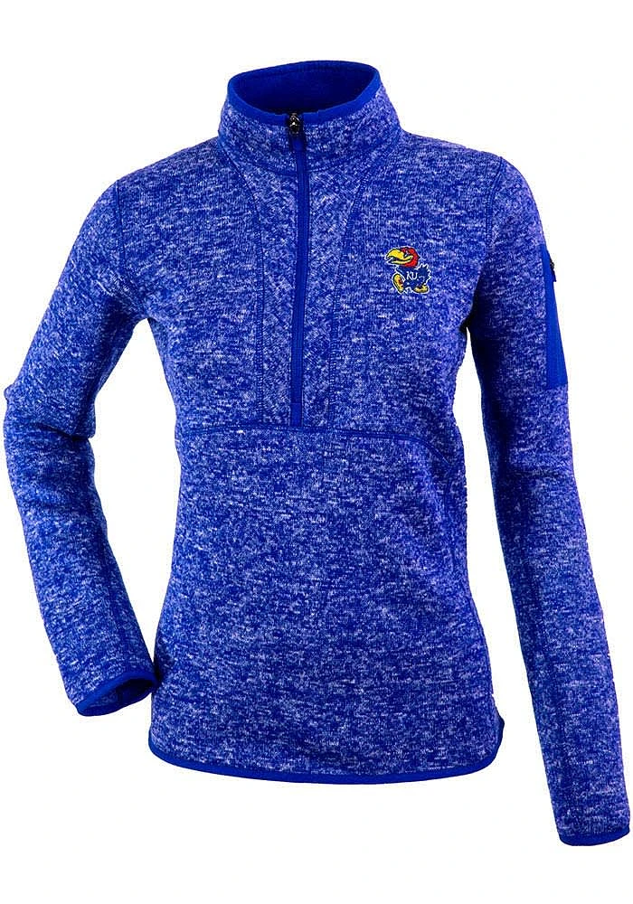 Antigua Kansas Jayhawks Womens Blue Fortune Qtr Zip