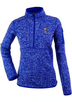 Antigua Kansas Jayhawks Womens Blue Fortune Qtr Zip
