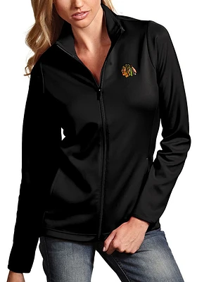Antigua Chicago Blackhawks Womens Black Leader Medium Weight Jacket