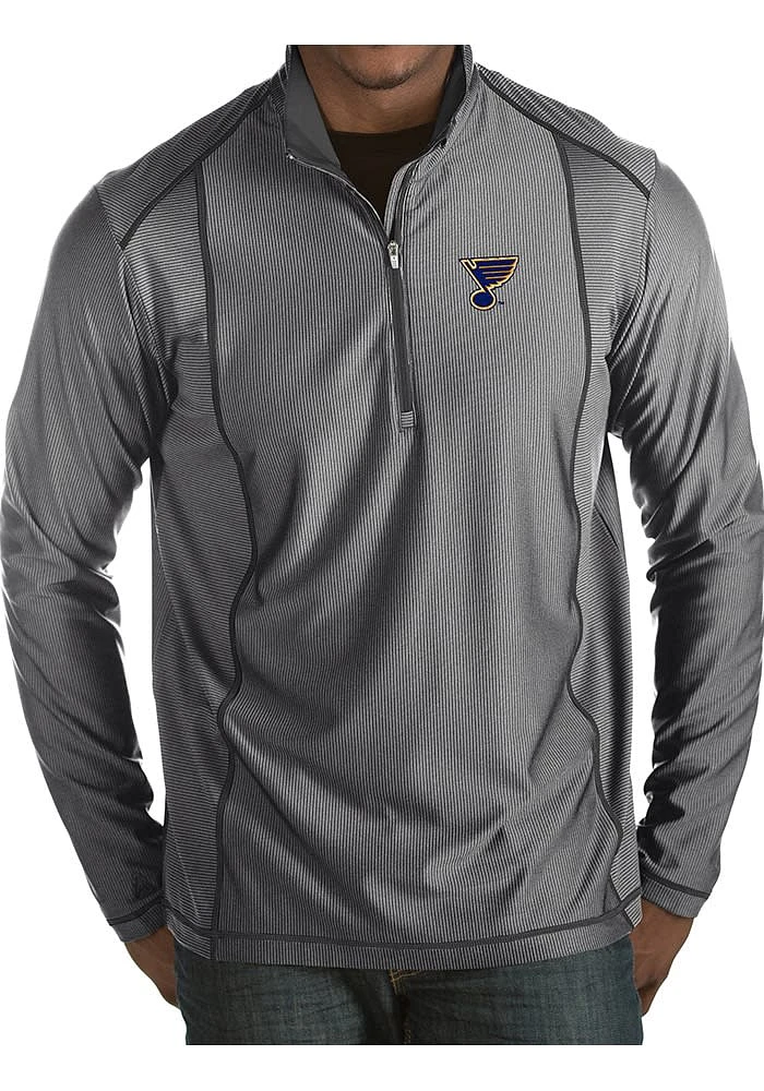 Antigua St Louis Blues Mens Grey Tempo Long Sleeve Qtr Zip Pullover