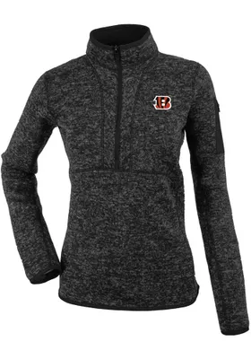 Antigua Cincinnati Bengals Womens Black Fortune Qtr Zip