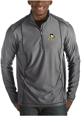 Antigua Pittsburgh Penguins Mens Grey Tempo Long Sleeve Qtr Zip Pullover