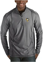 Antigua Pittsburgh Penguins Mens Grey Tempo Long Sleeve Qtr Zip Pullover