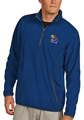 Antigua Kansas Jayhawks Mens Navy Blue Ice Long Sleeve Qtr Zip Pullover