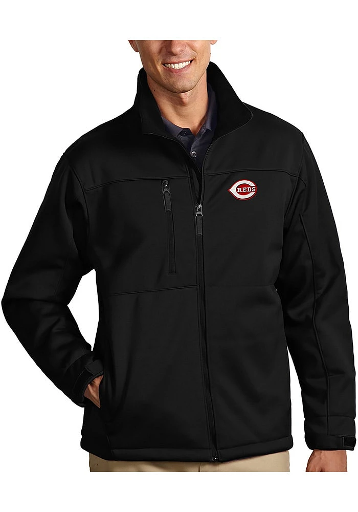 Antigua Cincinnati Reds Mens Black Traverse Medium Weight Jacket