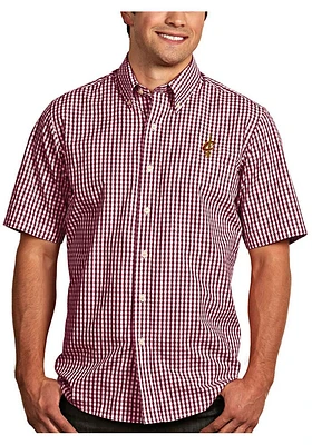 Antigua Cleveland Cavaliers Mens Red Scholar Short Sleeve Dress Shirt