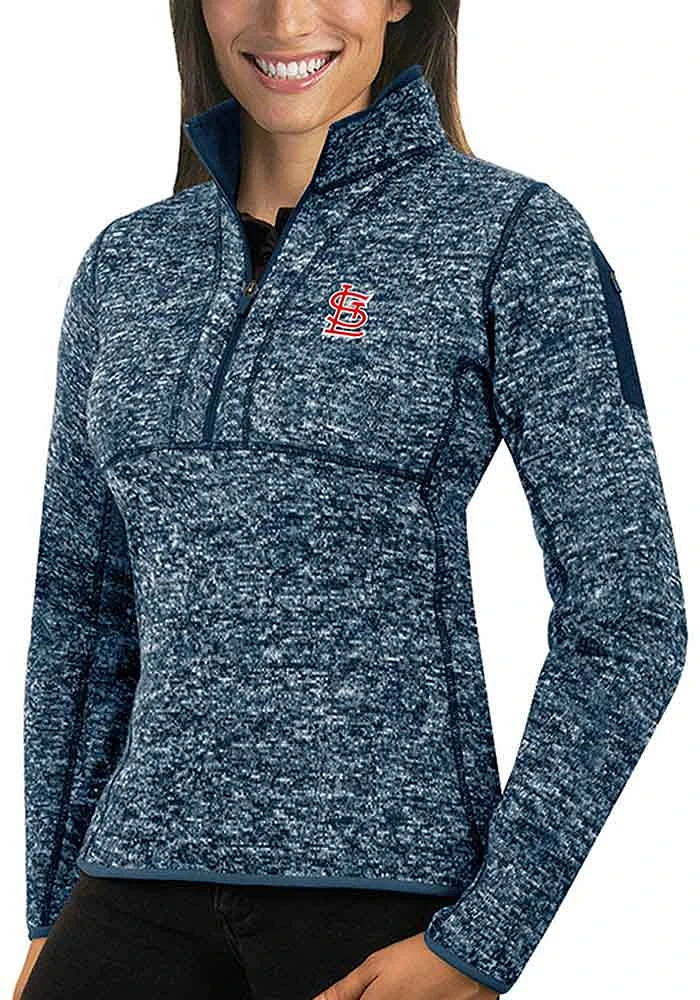 Antigua St Louis Cardinals Womens Navy Blue Fortune Qtr Zip