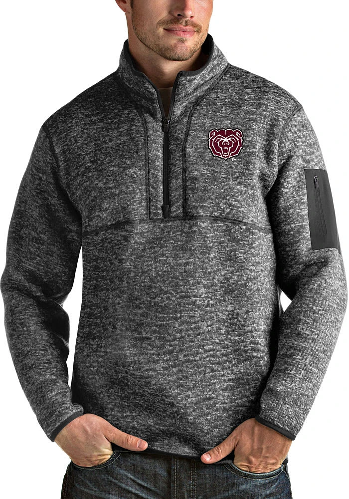 Antigua Missouri State Bears Mens Charcoal Fortune Long Sleeve Qtr Zip Pullover