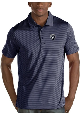 Antigua Sporting Kansas City Mens Navy Blue Quest Short Sleeve Polo