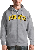 Antigua Pittsburgh Pirates Mens Grey Victory Wordmark Long Sleeve Full Zip Jacket