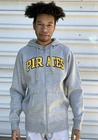 Antigua Pittsburgh Pirates Mens Grey Victory Wordmark Long Sleeve Full Zip Jacket
