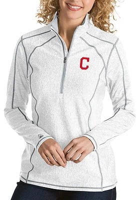 Antigua Cleveland Guardians Womens White Tempo Qtr Zip Pullover