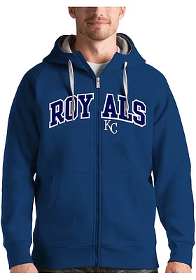 Antigua Kansas City Royals Mens Blue Victory Wordmark Long Sleeve Full Zip Jacket