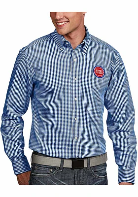 Antigua Detroit Pistons Mens Blue Associate Long Sleeve Dress Shirt