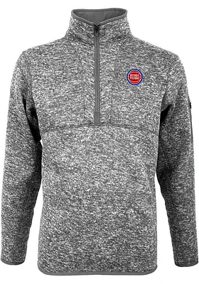 Antigua Detroit Pistons Mens Grey Fortune Long Sleeve Qtr Zip Pullover