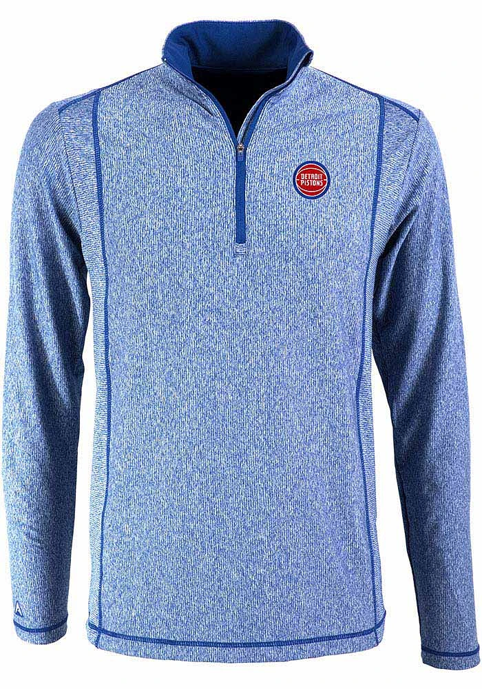 Antigua Detroit Pistons Mens Blue Tempo Long Sleeve Qtr Zip Pullover