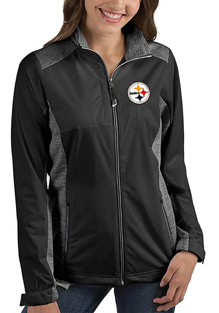 Antigua Pittsburgh Steelers Womens Black Revolve Medium Weight Jacket
