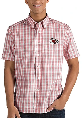 Antigua Kansas City Chiefs Mens Red Crew Short Sleeve Dress Shirt