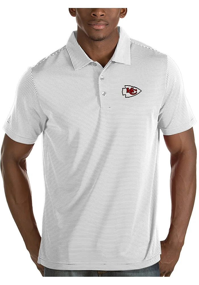 Antigua Kansas City Chiefs Mens White Quest Short Sleeve Polo