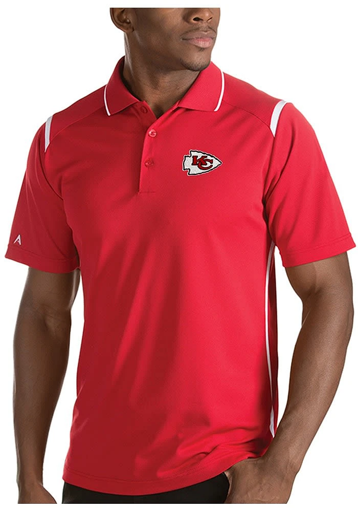 Antigua Kansas City Chiefs Mens Red Merit Short Sleeve Polo