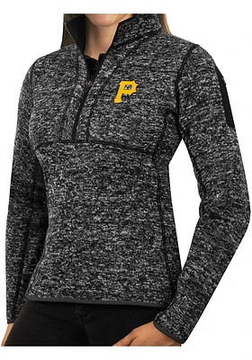 Antigua Pittsburgh Pirates Womens Black Fortune Qtr Zip