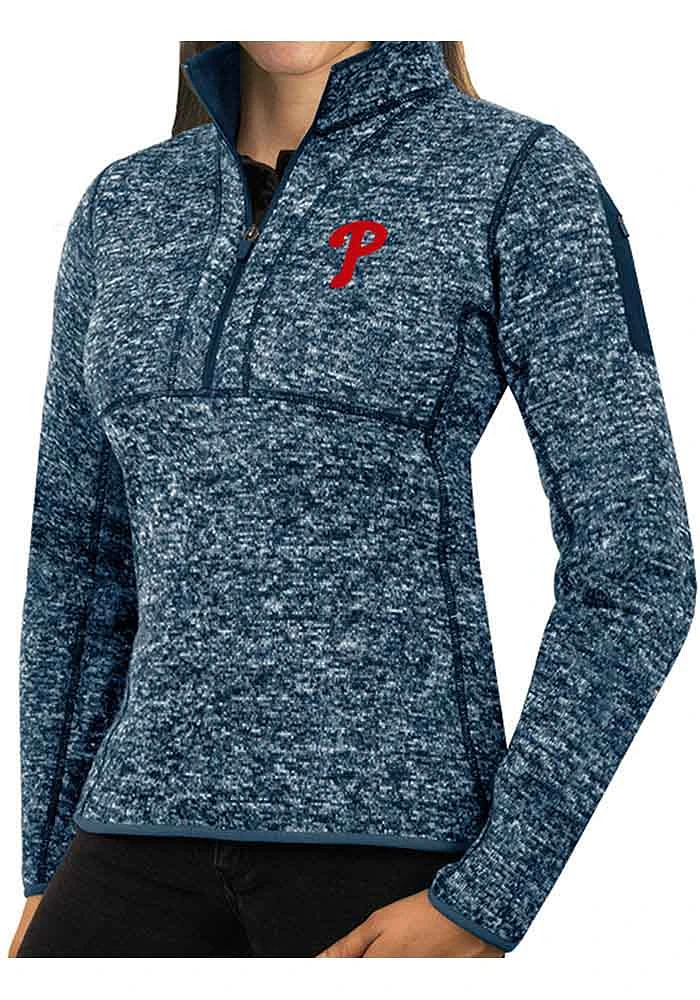 Antigua Philadelphia Phillies Womens Navy Blue Fortune Qtr Zip