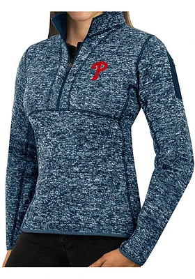 Antigua Philadelphia Phillies Womens Navy Blue Fortune Qtr Zip