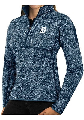 Antigua Detroit Tigers Womens Navy Blue Fortune Qtr Zip