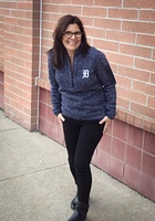 Antigua Detroit Tigers Womens Navy Blue Fortune Qtr Zip