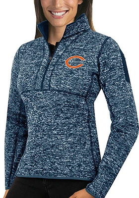 Antigua Chicago Bears Womens Navy Blue Fortune Qtr Zip