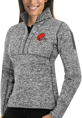 Antigua Cleveland Browns Womens Grey Fortune Qtr Zip