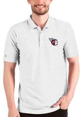 Antigua Cleveland Guardians Mens White Esteem Short Sleeve Polo