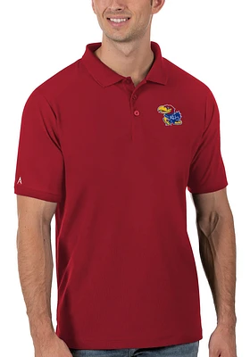Antigua Kansas Jayhawks Mens Red Legacy Short Sleeve Polo