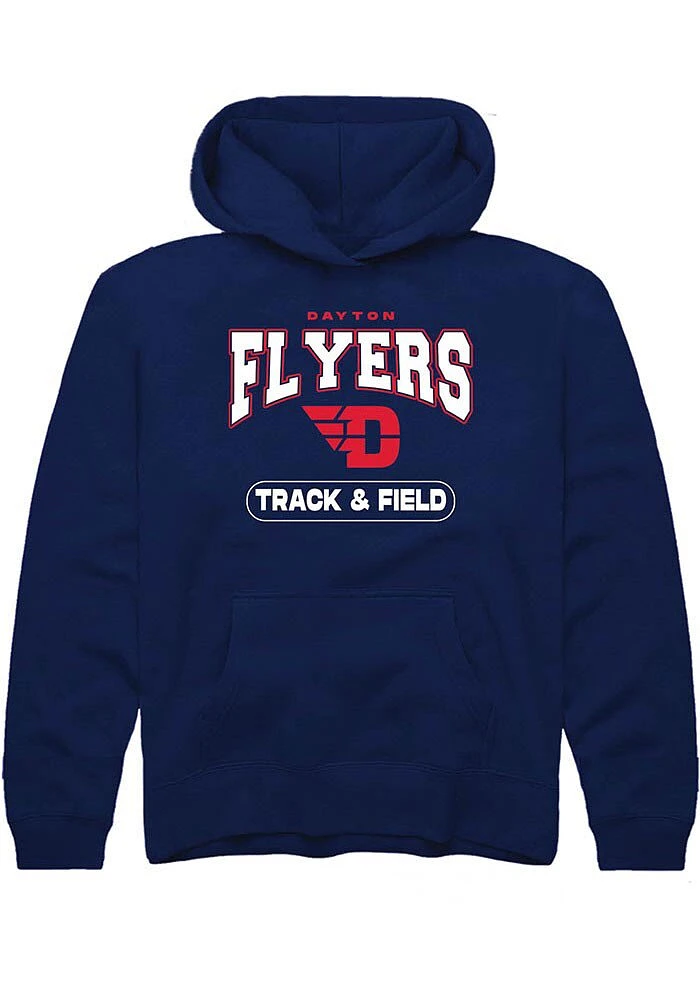 Rally Dayton Flyers Youth Navy Blue Track & Field Long Sleeve Hoodie
