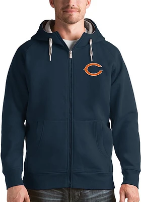 Antigua Chicago Bears Mens Navy Blue Victory Design Long Sleeve Full Zip Jacket