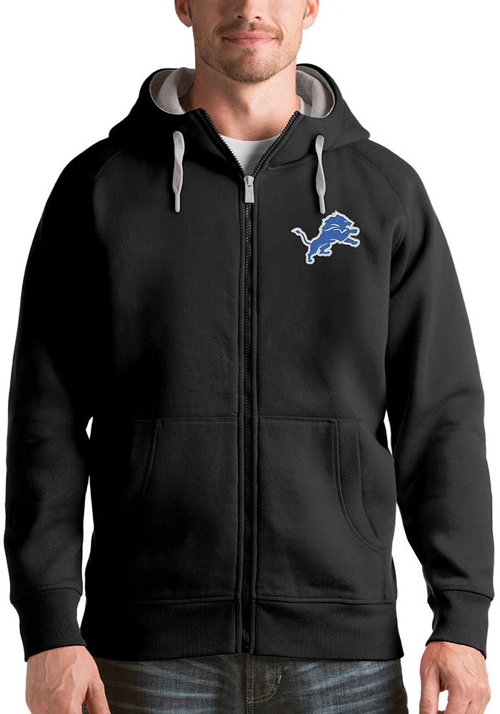 Antigua Detroit Lions Mens Black Victory Logo Long Sleeve Full Zip Jacket