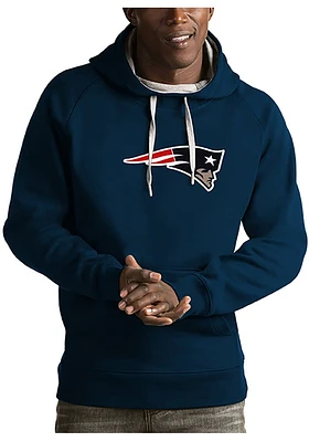 Antigua New England Patriots Mens Navy Blue Full Front Victory Long Sleeve Hoodie