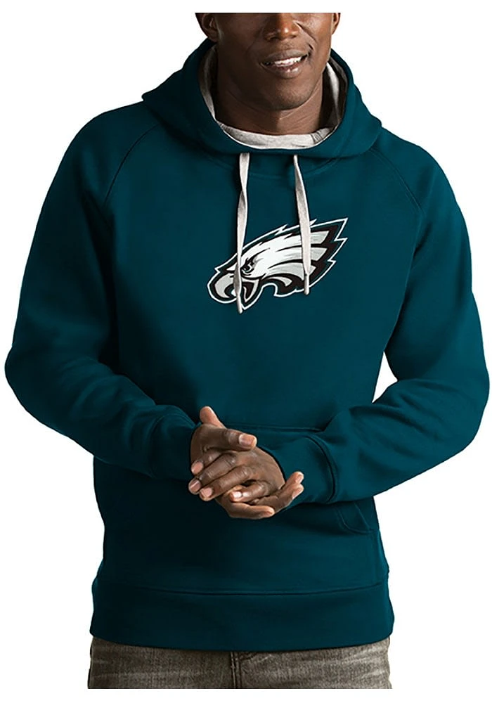 Antigua Philadelphia Eagles Mens Teal Full Front Victory Long Sleeve Hoodie