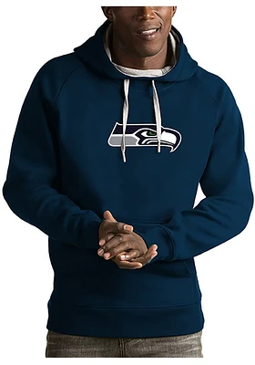 Antigua Seattle Seahawks Mens Navy Blue Full Front Victory Long Sleeve Hoodie