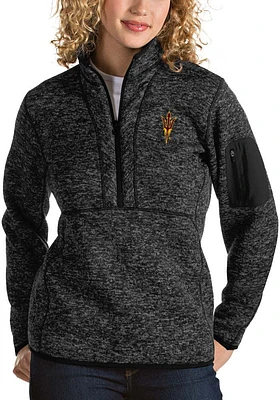 Antigua Arizona State Sun Devils Womens Black Fortune 1/4 Zip Pullover