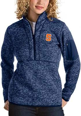 Antigua Syracuse Orange Womens Navy Blue Fortune Qtr Zip