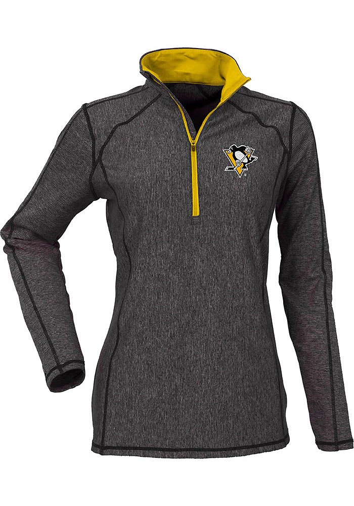 Antigua Pittsburgh Penguins Womens Black Tempo Qtr Zip Pullover