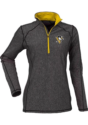 Antigua Pittsburgh Penguins Womens Black Tempo Qtr Zip Pullover