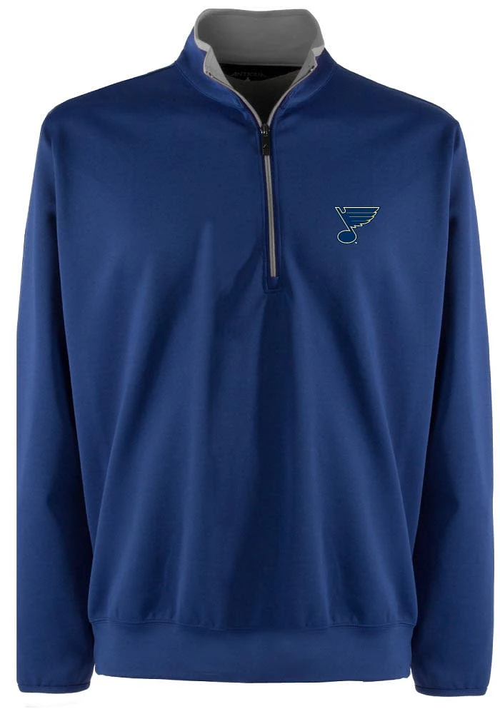 Antigua St Louis Blues Mens Blue Leader Long Sleeve Qtr Zip Pullover